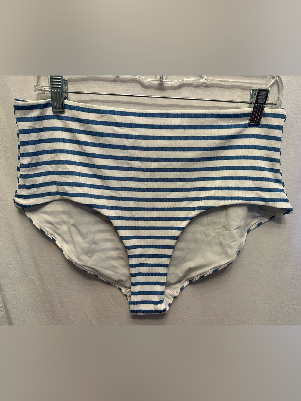 & Other Stories NWT Blue White Striped High Waist Bikini Bottom US 12 EU 44